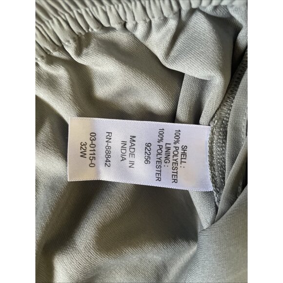 Womens Plus Sz 32W Light Green Elastic Waist Wide-Leg Pants Flowy Lined Granny - Picture 4 of 8